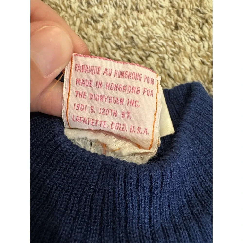 Vintage 80s 90s Kid's Hot Gear Blue Apple Sweater Size XS 5/6 Wool Blend